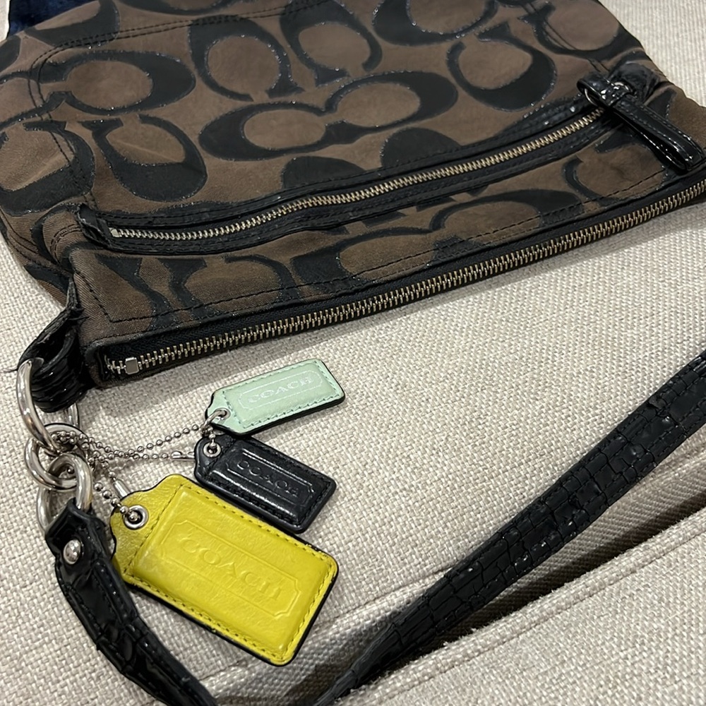 COACH Brown Poppy Metallic Tote 3 Coach Tags